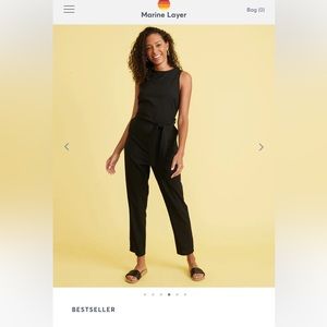 Marine Layer Eloise Black Jumpsuit with Tie Detail XS